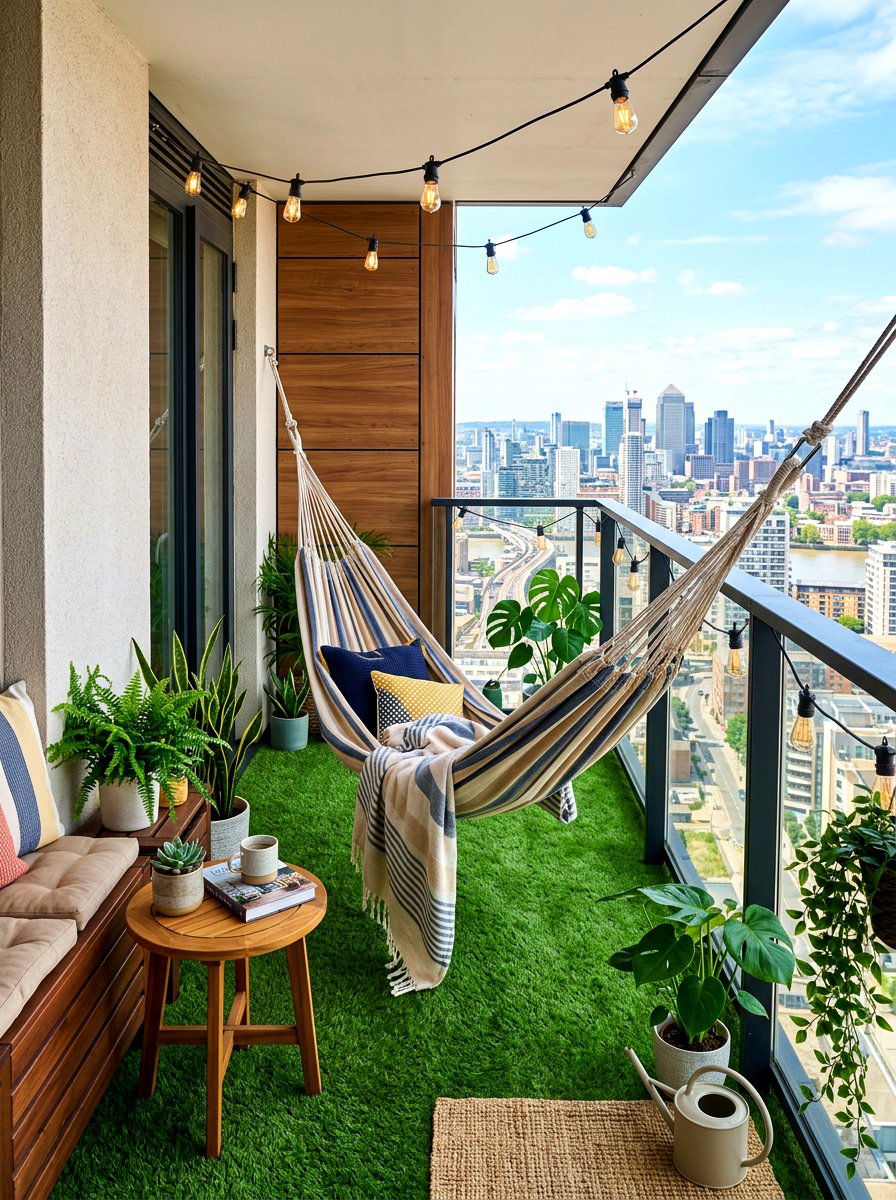 Urban balcony hammock space - 30 hammock garden corner ideas