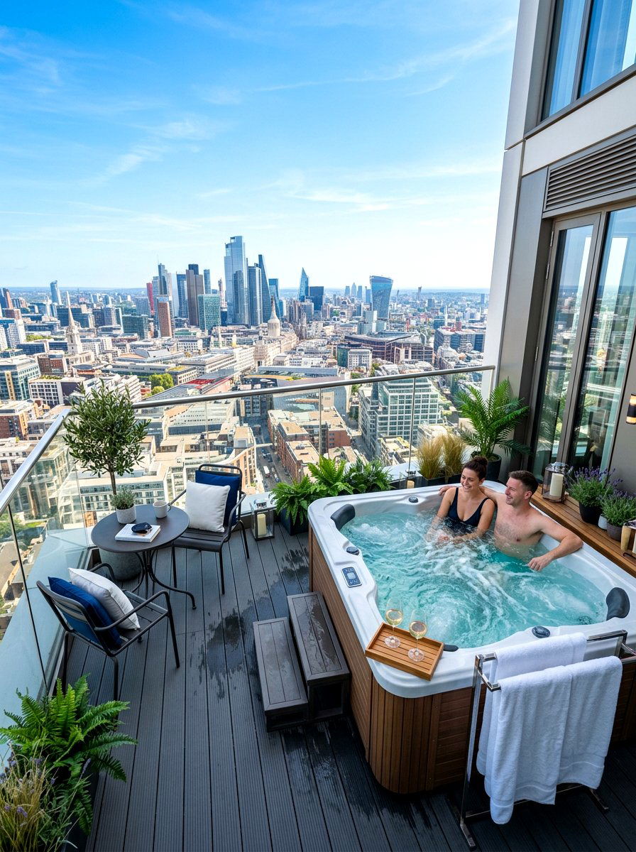 Urban balcony hot tub - 30 small hot tub patio ideas