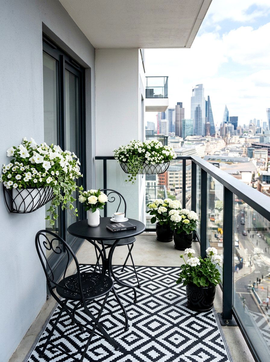 Urban black and white balcony - 30 black and white patio ideas