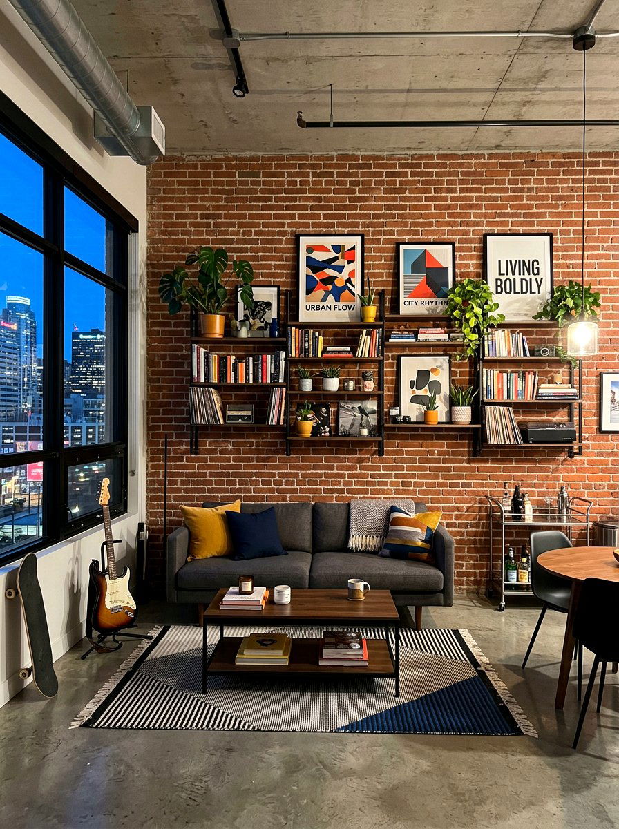 Urban brick apartment decor - 30 exposed brick living room ideas