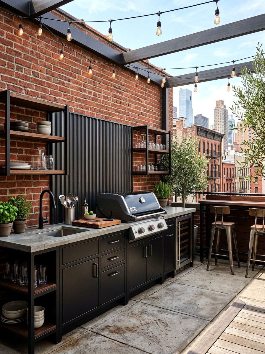 Urban industrial outdoor kitchen - 30 alfresco kitchen ideas