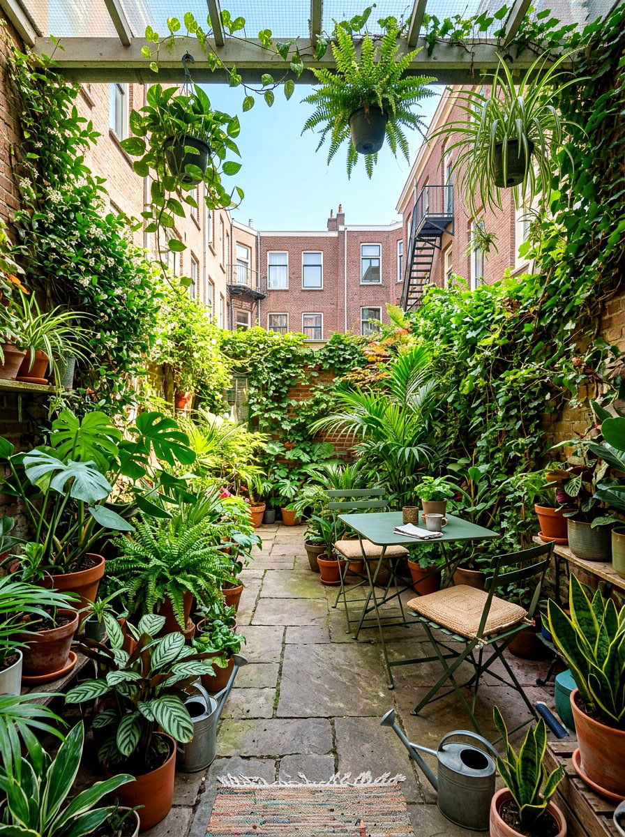 Urban jungle courtyard - 30 small courtyard seating ideas