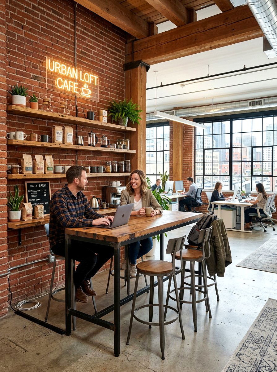Urban loft brick coffee nook - 30 office coffee corner ideas