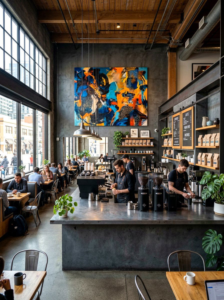 Urban loft coffee bar - 30 home cafe kitchen ideas
