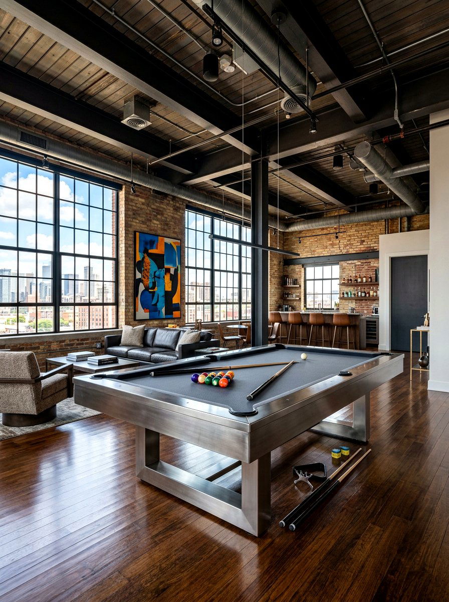 Urban loft pool room - 30 billiards room ideas