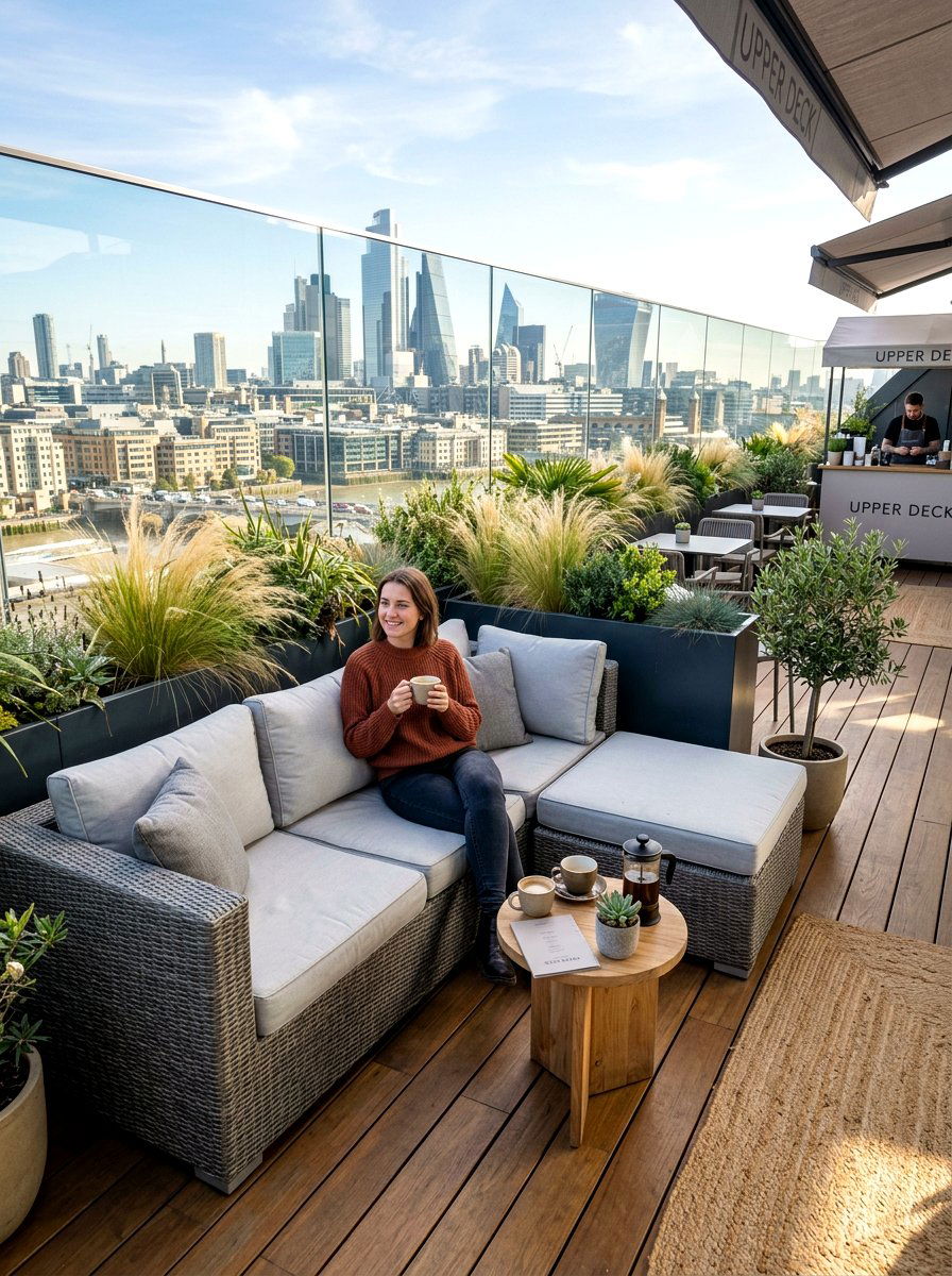 Urban rooftop coffee spot - 30 patio breakfast area ideas