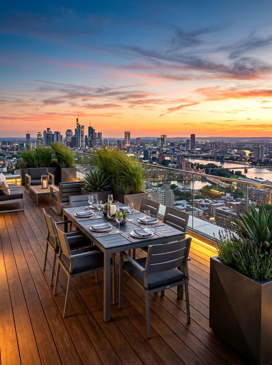Urban rooftop terrace - 30 outdoor dining nook ideas