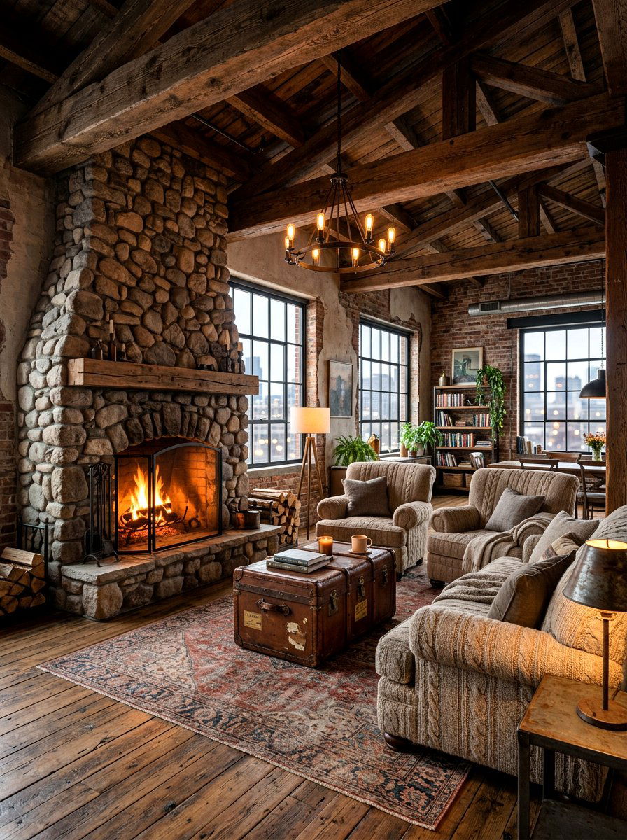 Urban rustic loft - 30 loft living room ideas