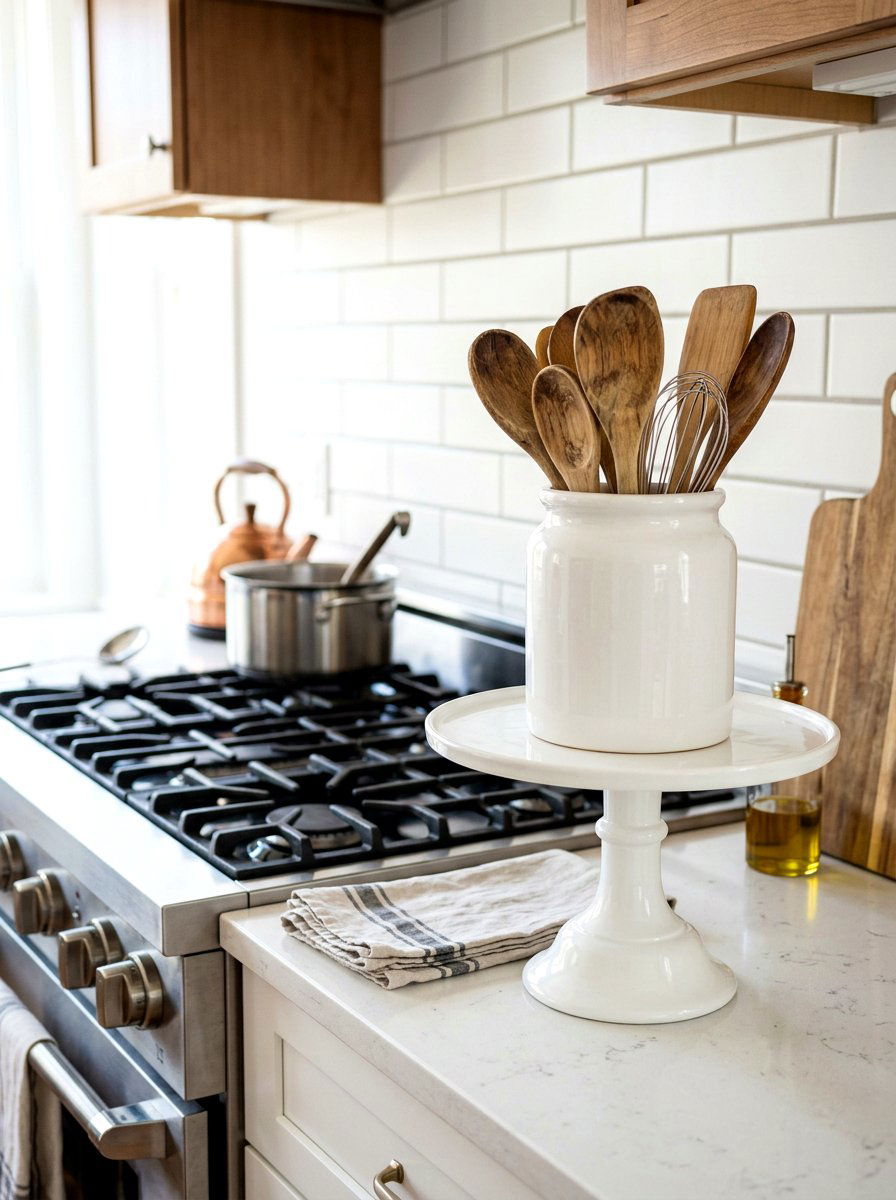 Utensil Holder Cake Stand - 30 cake stand kitchen decor ideas