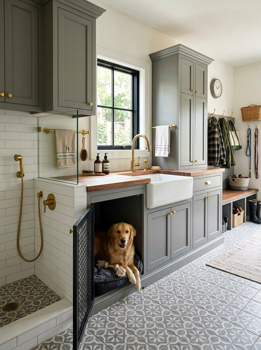 Utility Sink Dog Crate - 30 built in dog crate ideas