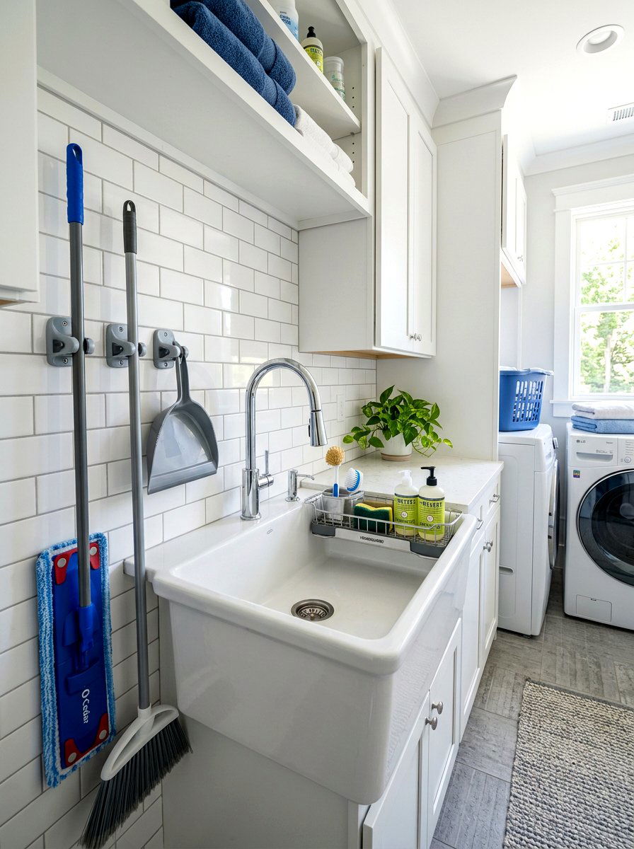 Utility Sink Organizer - 30 mop broom storage ideas