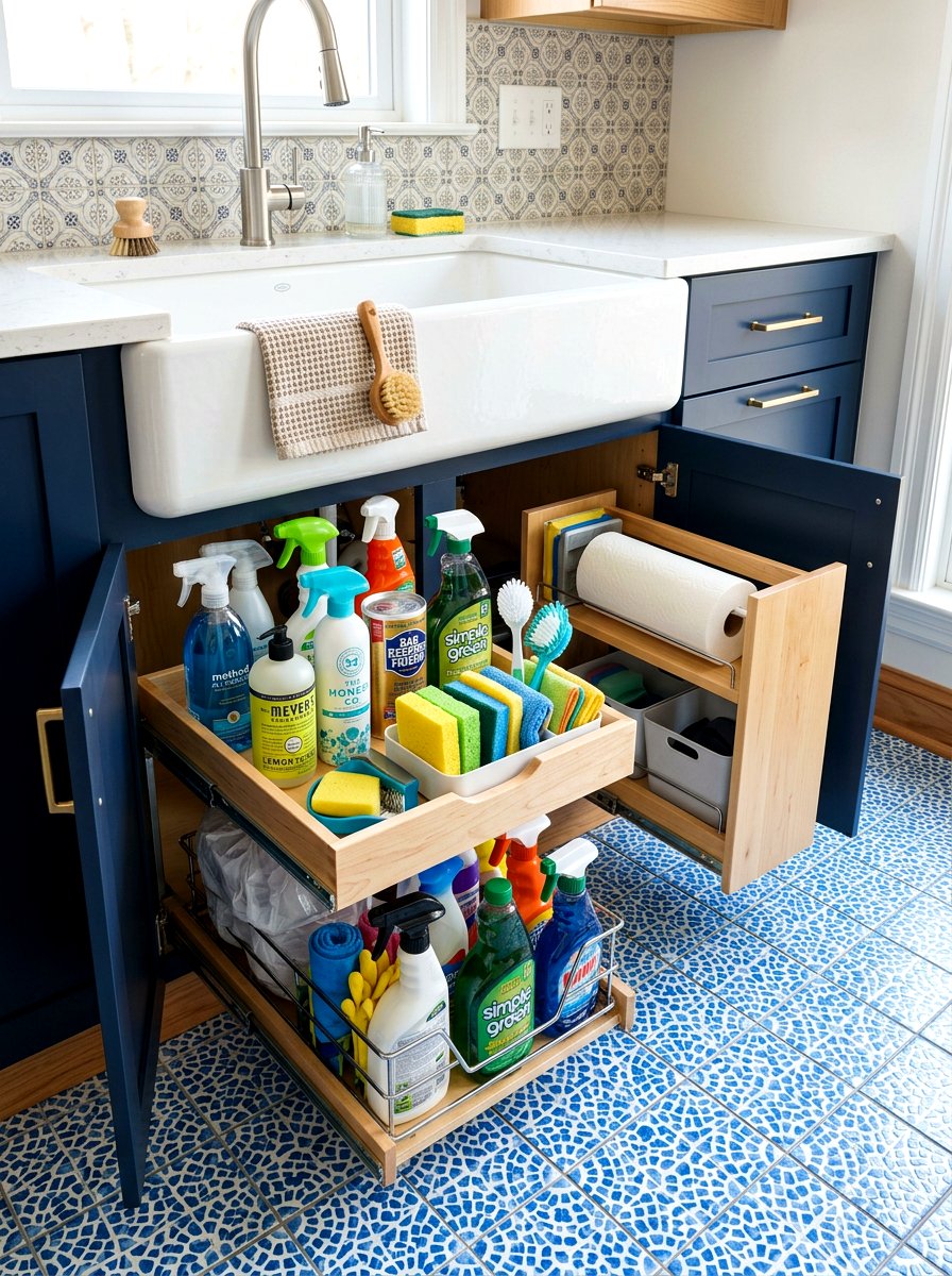Utility Sink Storage - 30 laundry room organization ideas