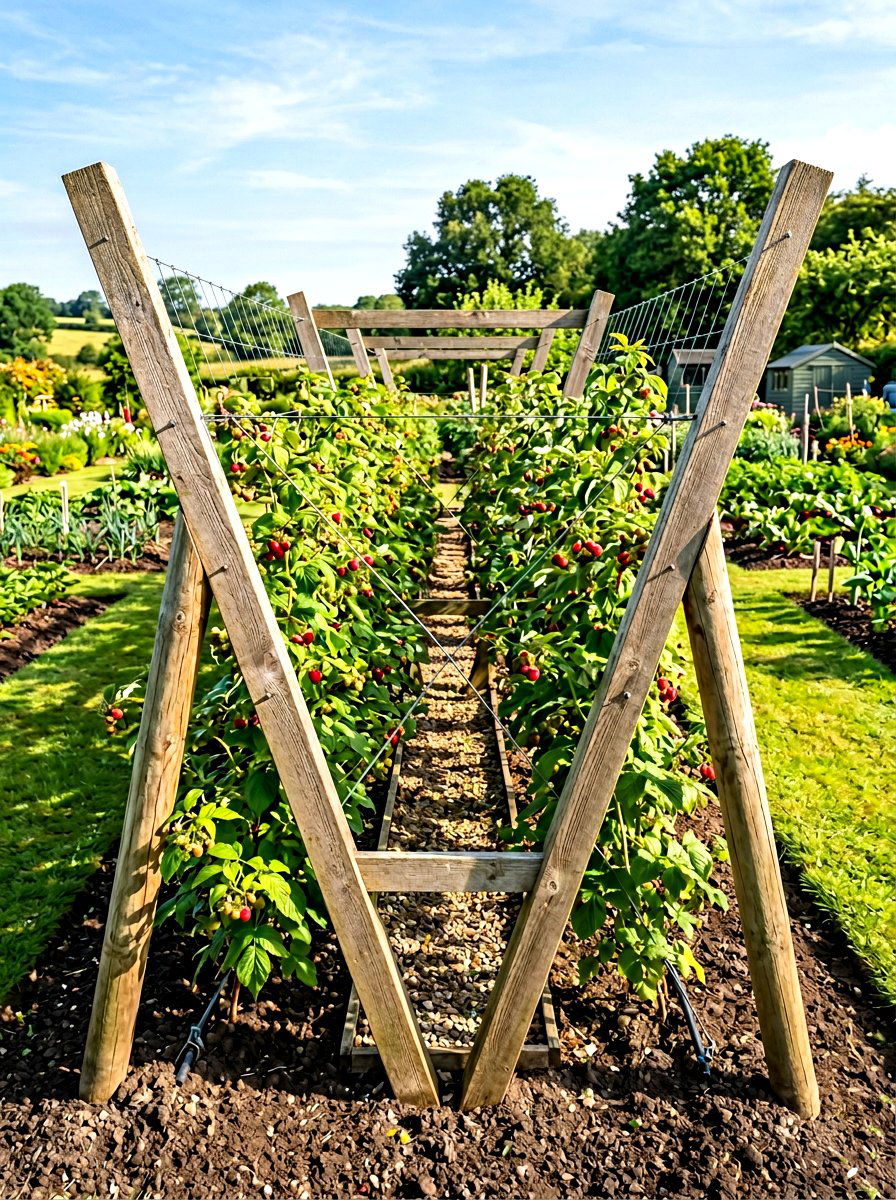 V shaped raspberry trellis - 30 raspberry trellis ideas