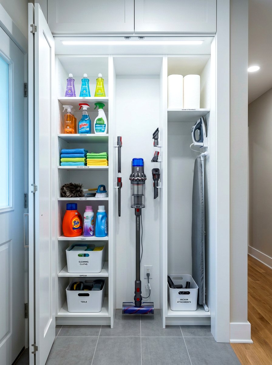 Vacuum Cleaner Nook - 30 utility closet shelving ideas
