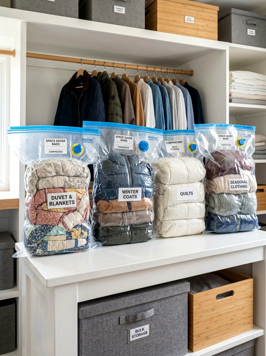 Vacuum Seal Bags - 30 organizing small closets ideas