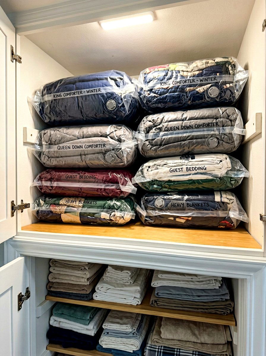 Vacuum Seal Bags - 30 linen closet organization ideas