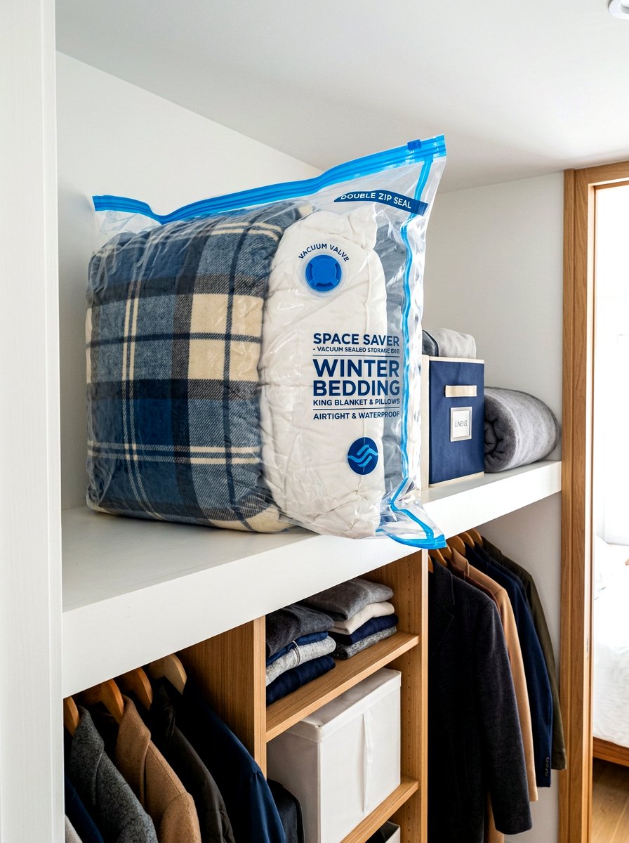 Vacuum Sealed Storage Bag - 30 apartment organization reset ideas