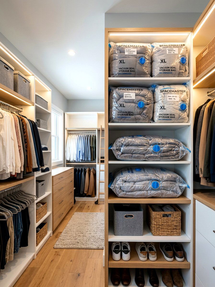 Vacuum seal storage bags - 30 bedding storage ideas