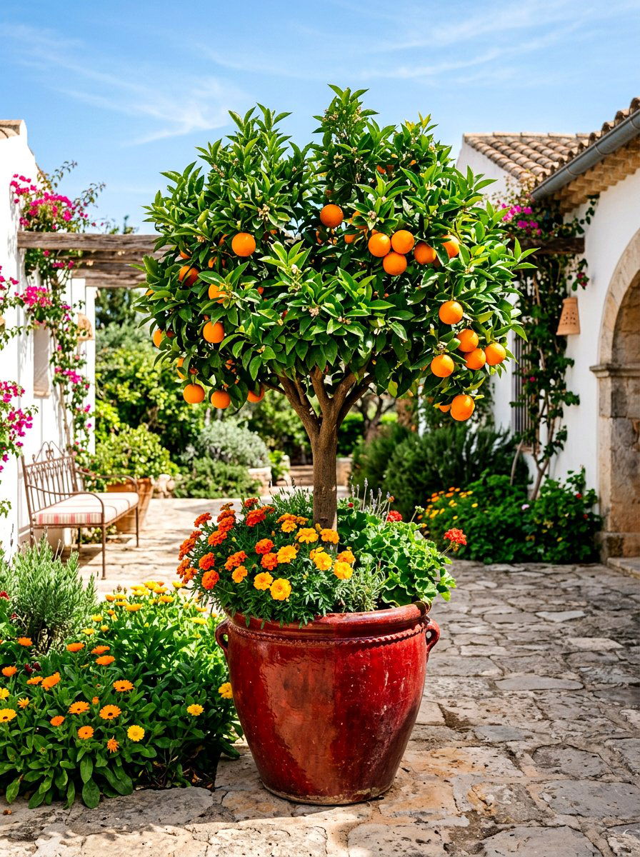 Valencia Orange Tree Traditional Garden Patio - 30 citrus patio tree ideas