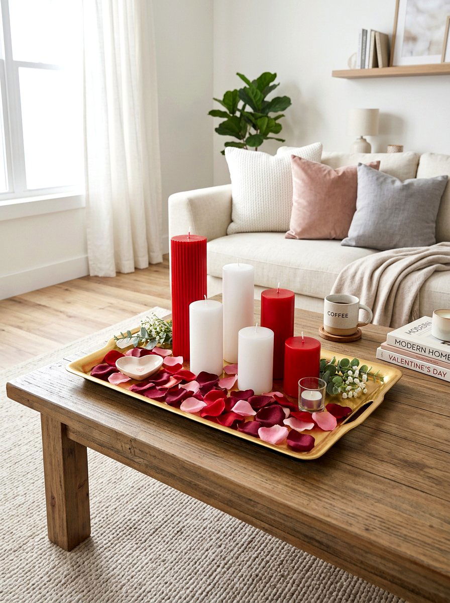 Valentine Candle Display For Coffee Table - 30 Valentine home decor ideas