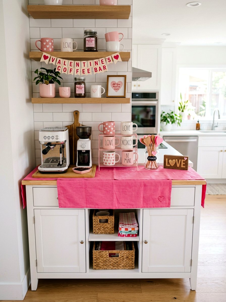 Valentine Coffee Bar Station - 30 Valentine home decor ideas