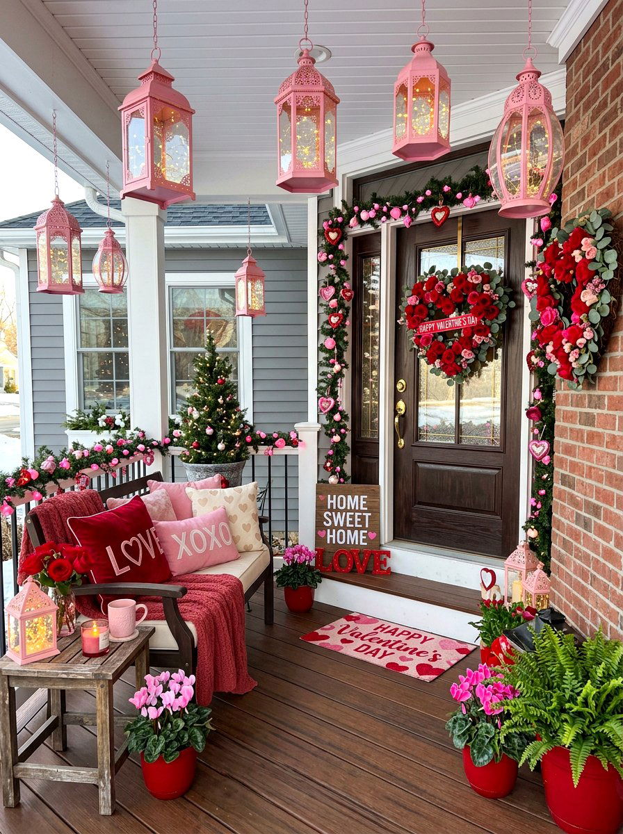 Valentine Day Porch - 30 holiday porch decor ideas