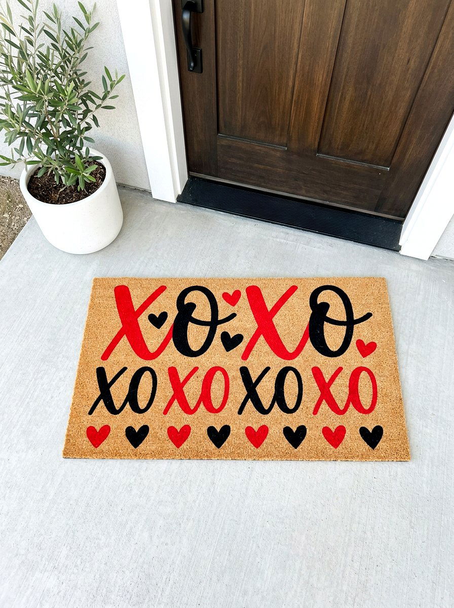 Valentine Door Mat - 30 front porch Valentine decor ideas
