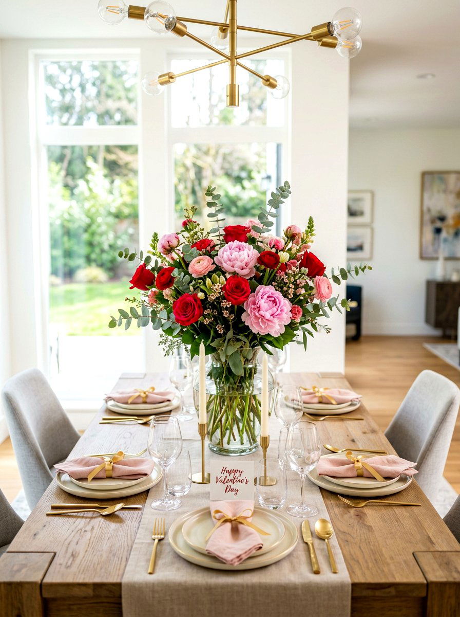 Valentine Floral Arrangement For Dining Table - 30 Valentine home decor ideas