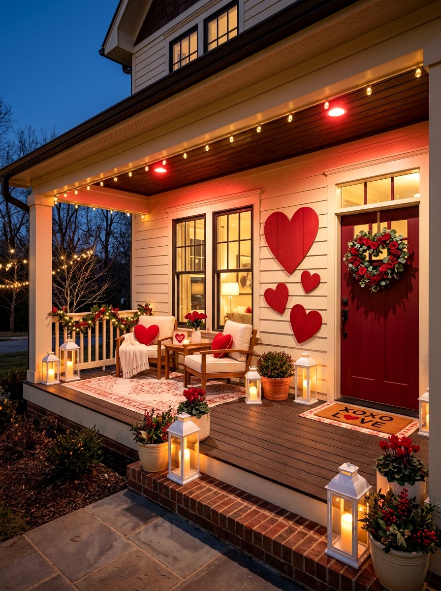 Valentine Heart Porch - 30 holiday porch decor ideas