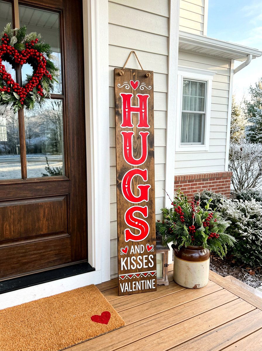 Valentine Porch Leaner - 30 front porch Valentine decor ideas