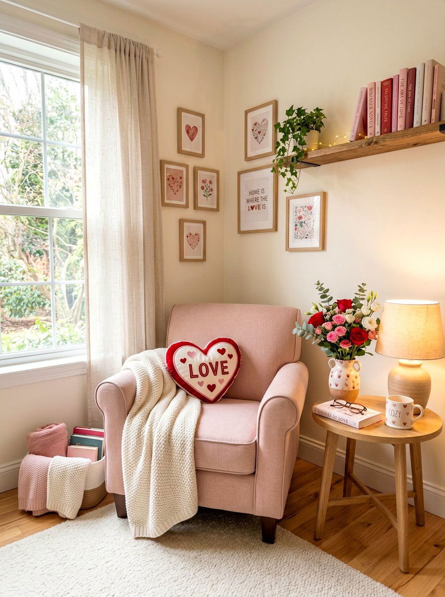 Valentine Theme Reading Nook - 30 Valentine home decor ideas
