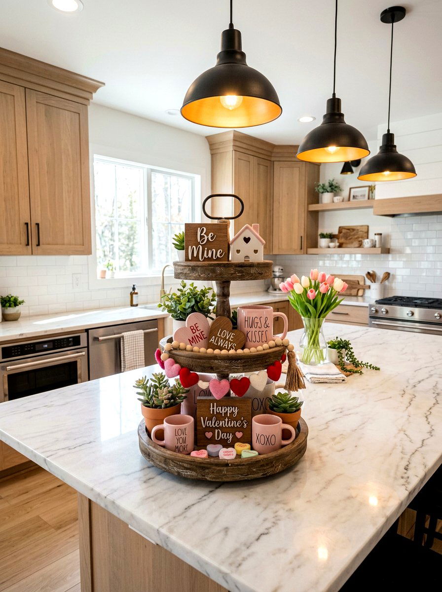 Valentine Tiered Tray Decor - 30 Valentine home decor ideas