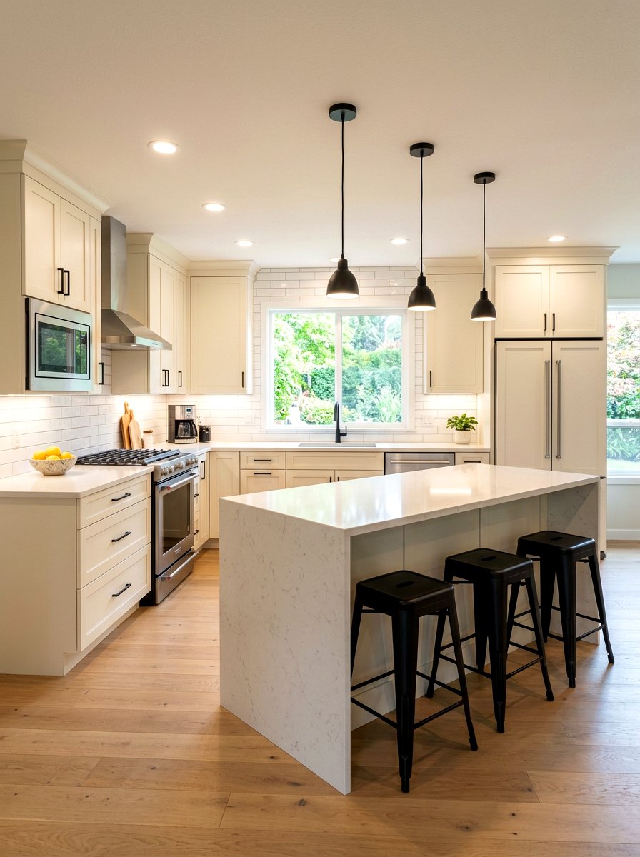 Vanilla White Kitchen Quartz Countertops - 30 warm white kitchen ideas