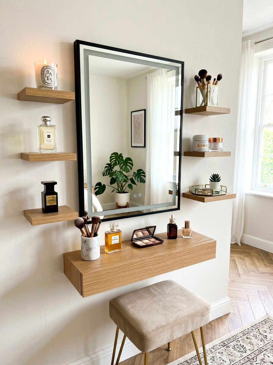 Vanity Area Floating Shelves - 30 floating shelf ideas