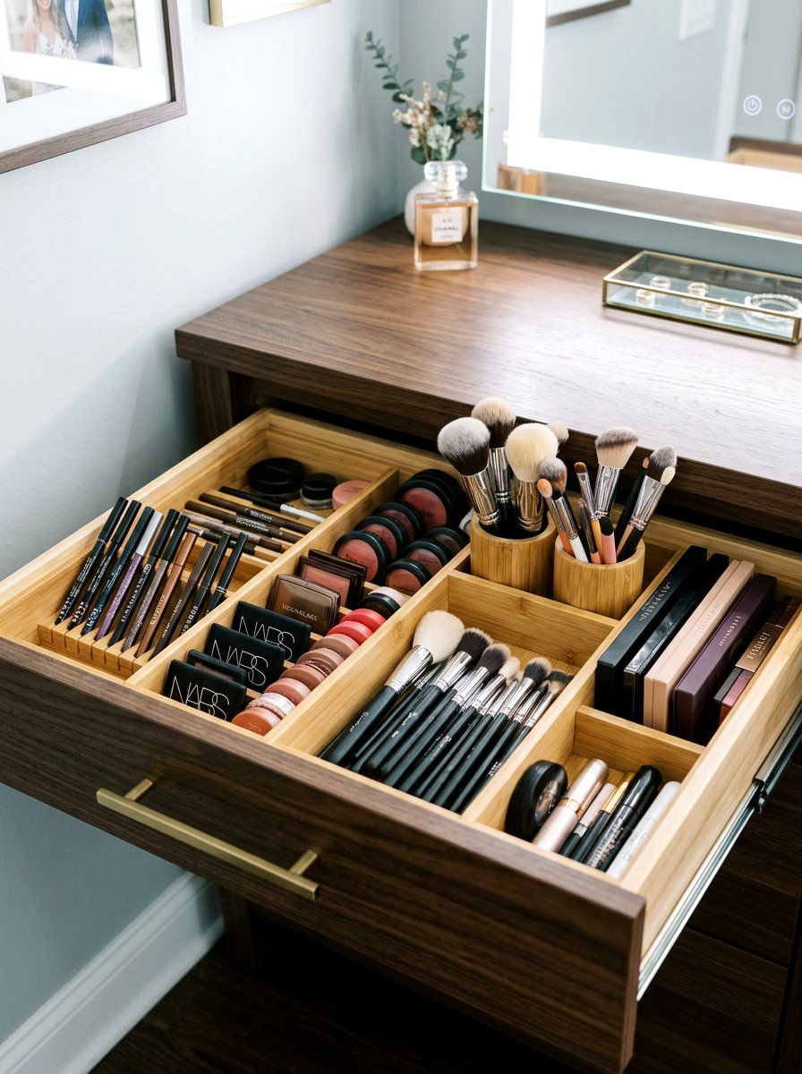Vanity Drawer Dividers - 30 beauty product storage ideas