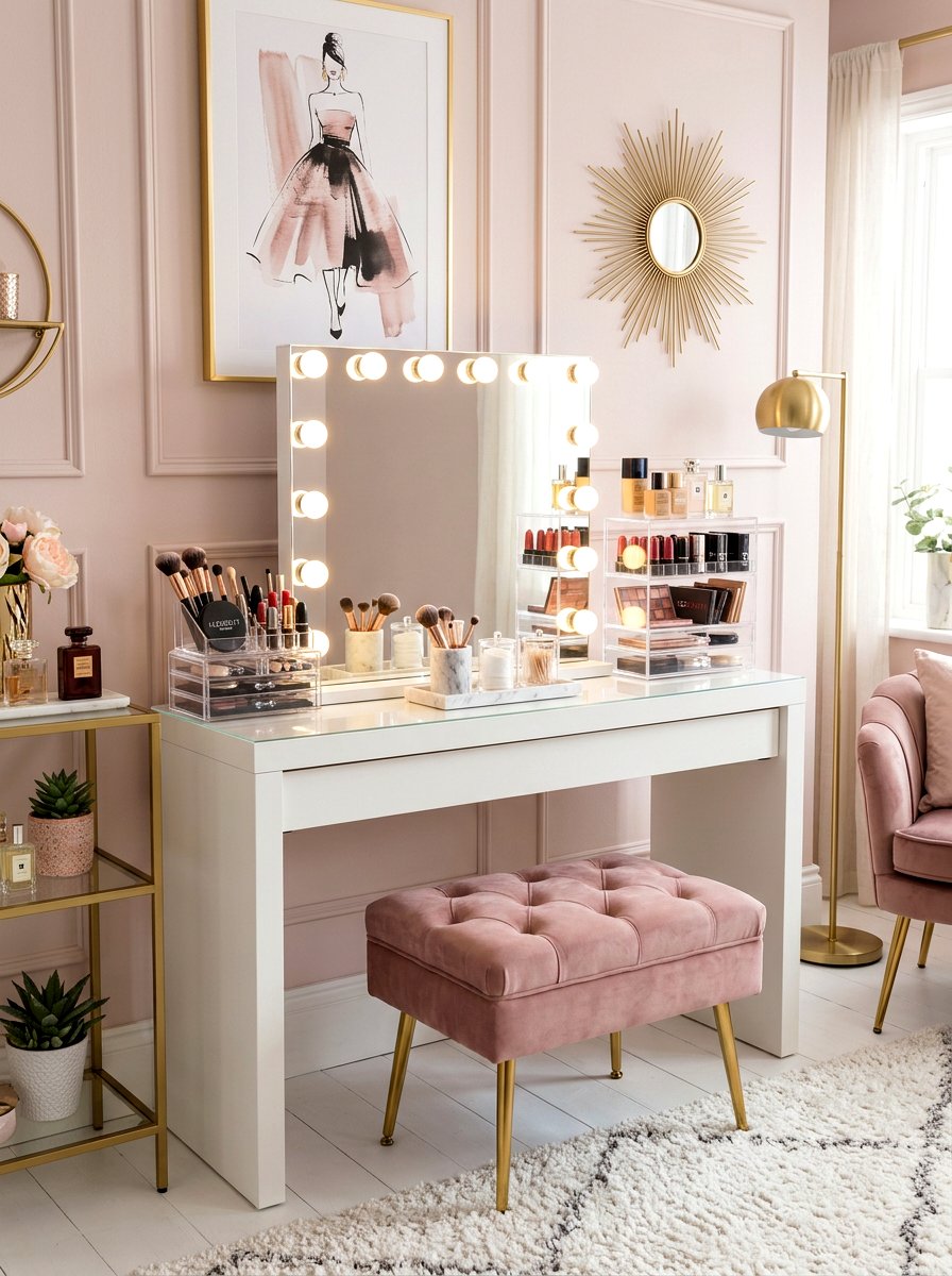 Vanity Makeup Station - 30 teen room Pinterest ideas