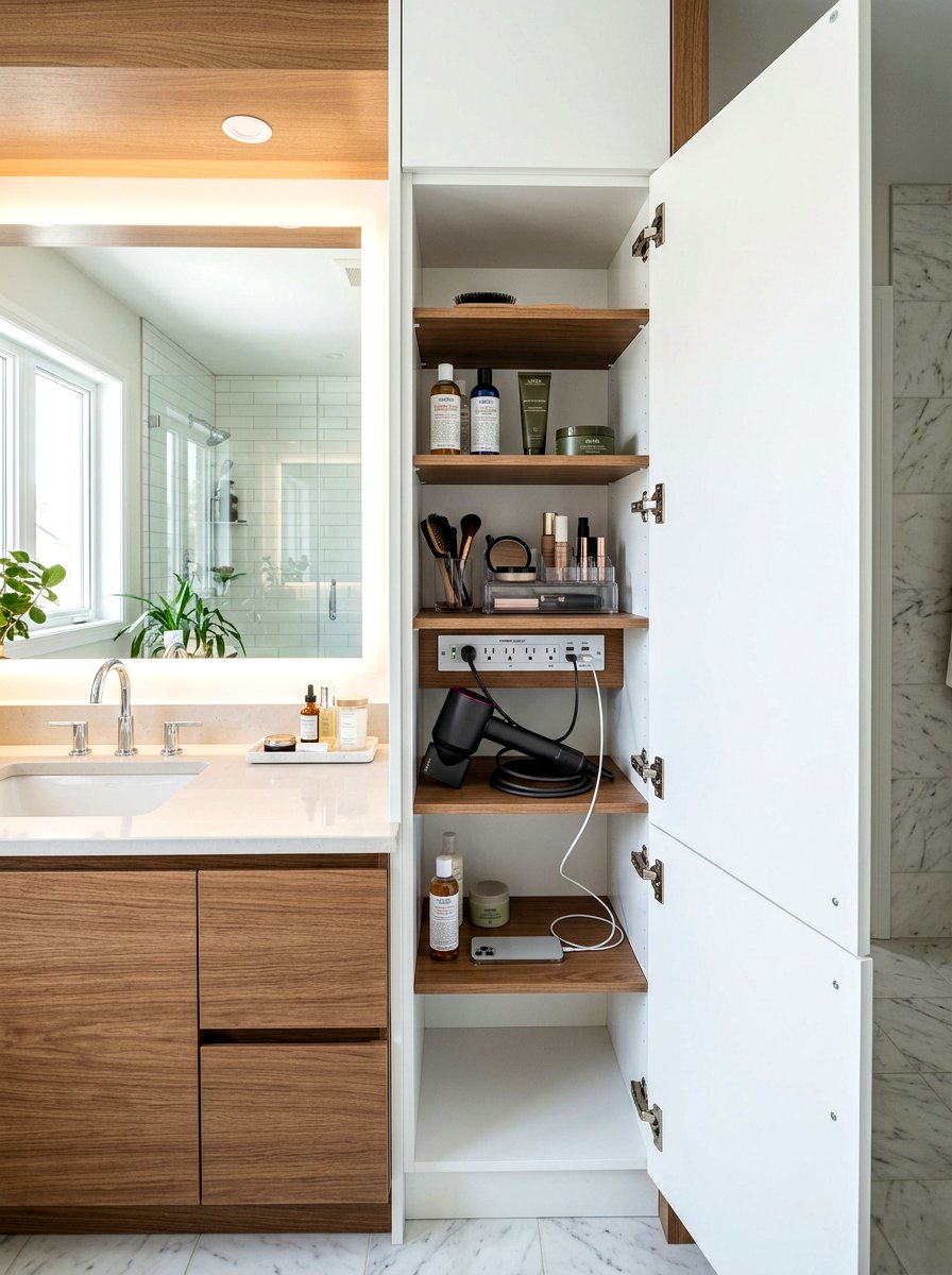 Vanity Tower Power Outlet - 30 vanity tower storage ideas