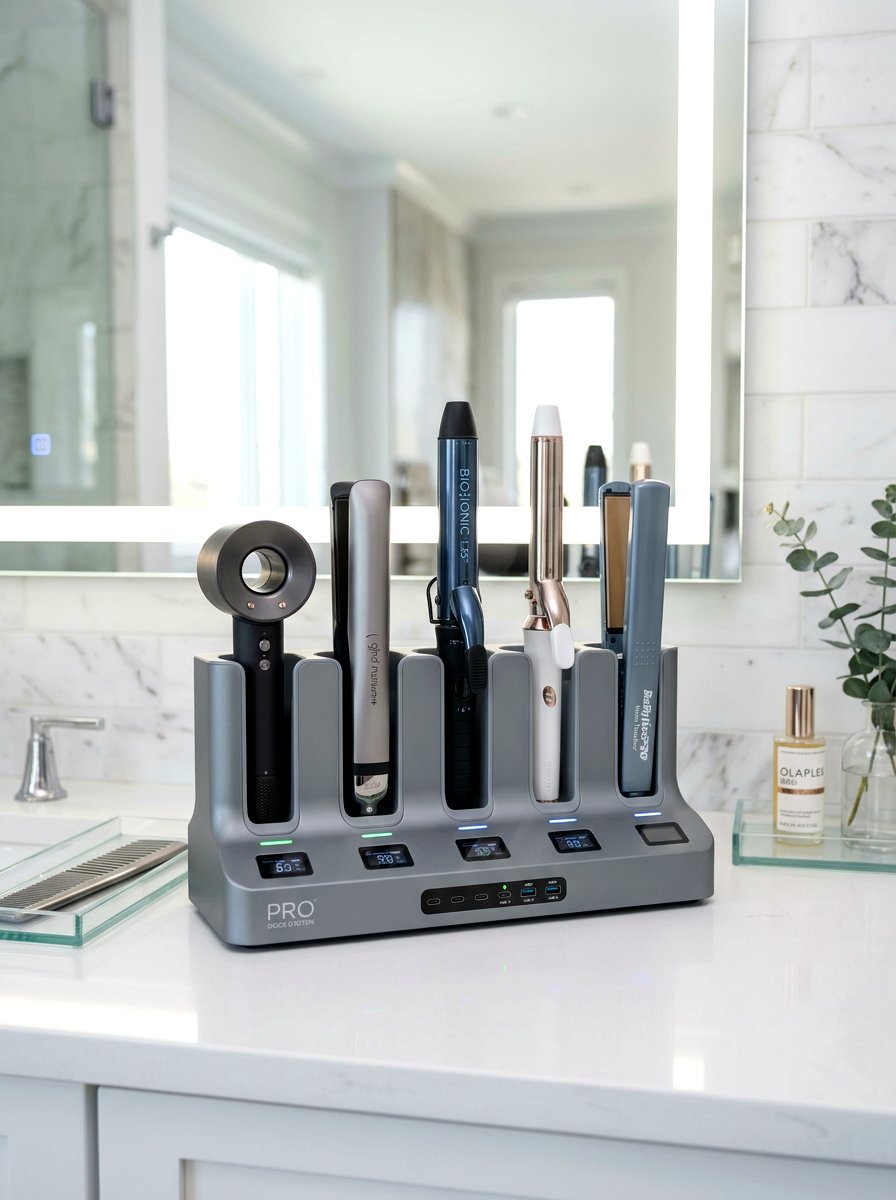 Vanity hair tool dock - 30 hair tool storage ideas
