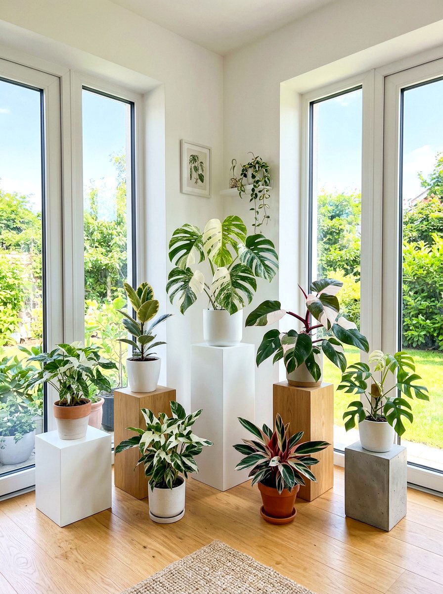 Variegated Leaf Plant Collection - 30 sunroom plant corner ideas