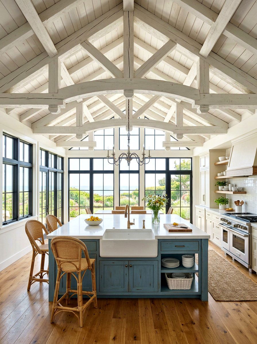 Vaulted Ceiling Beams - 30 Hamptons kitchen ideas