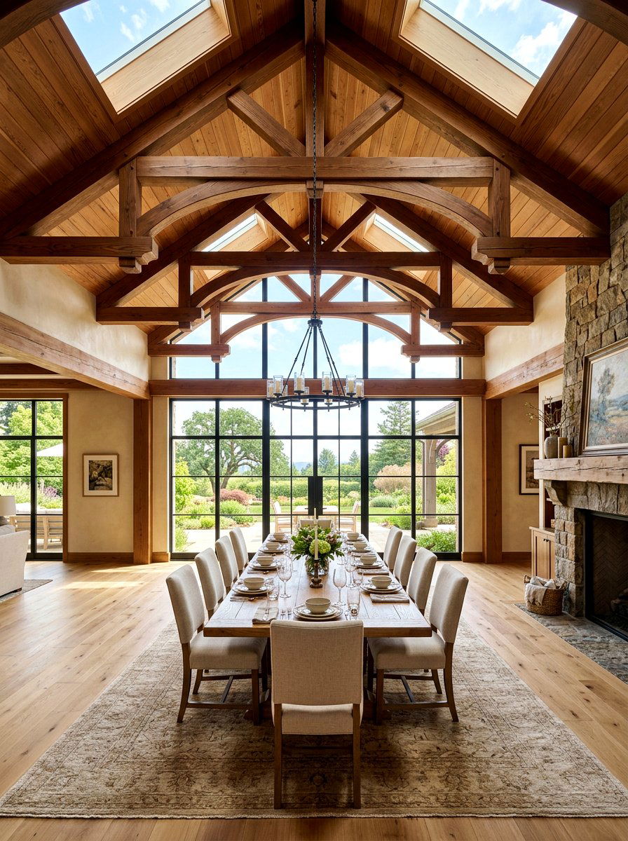 Vaulted Ceiling Dining Room - 30 Tuscan supper room ideas