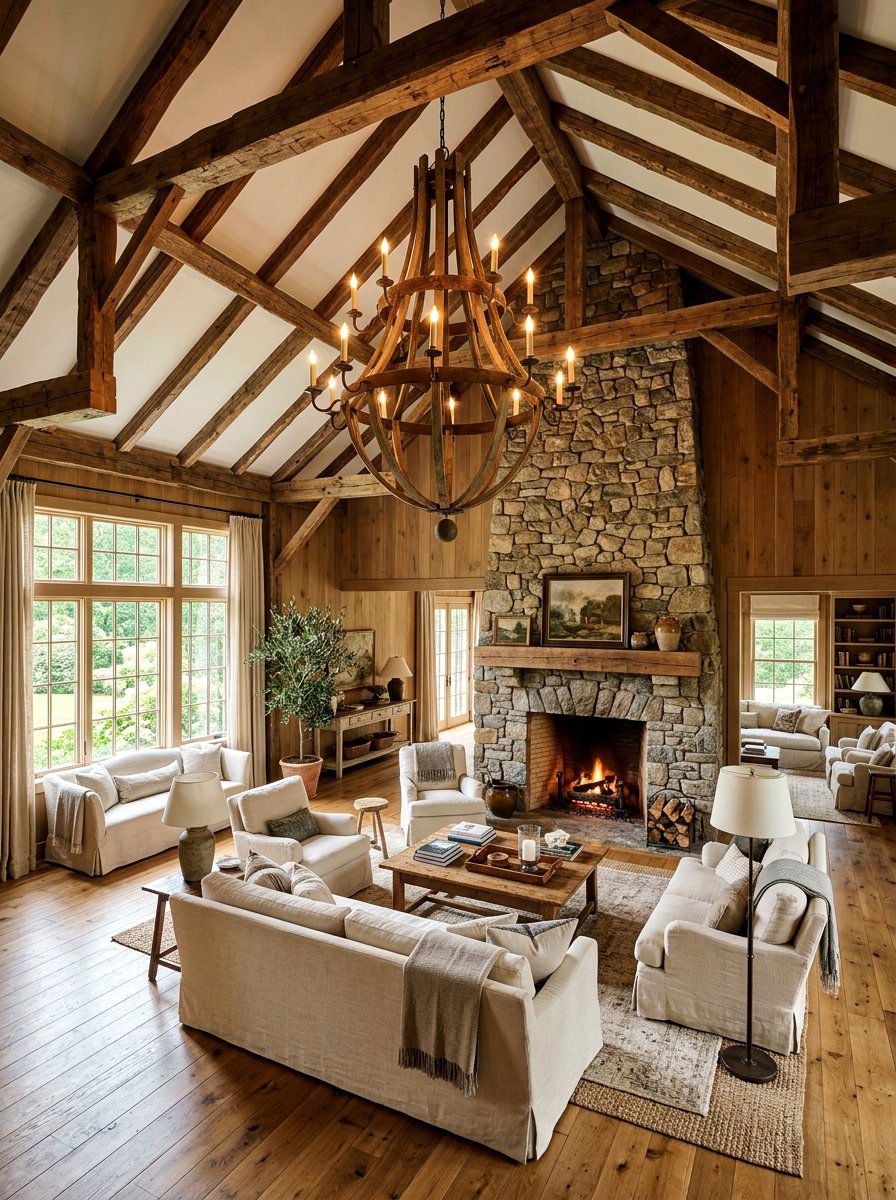 Vaulted Ceiling Living Room - 30 rustic farmhouse living room ideas