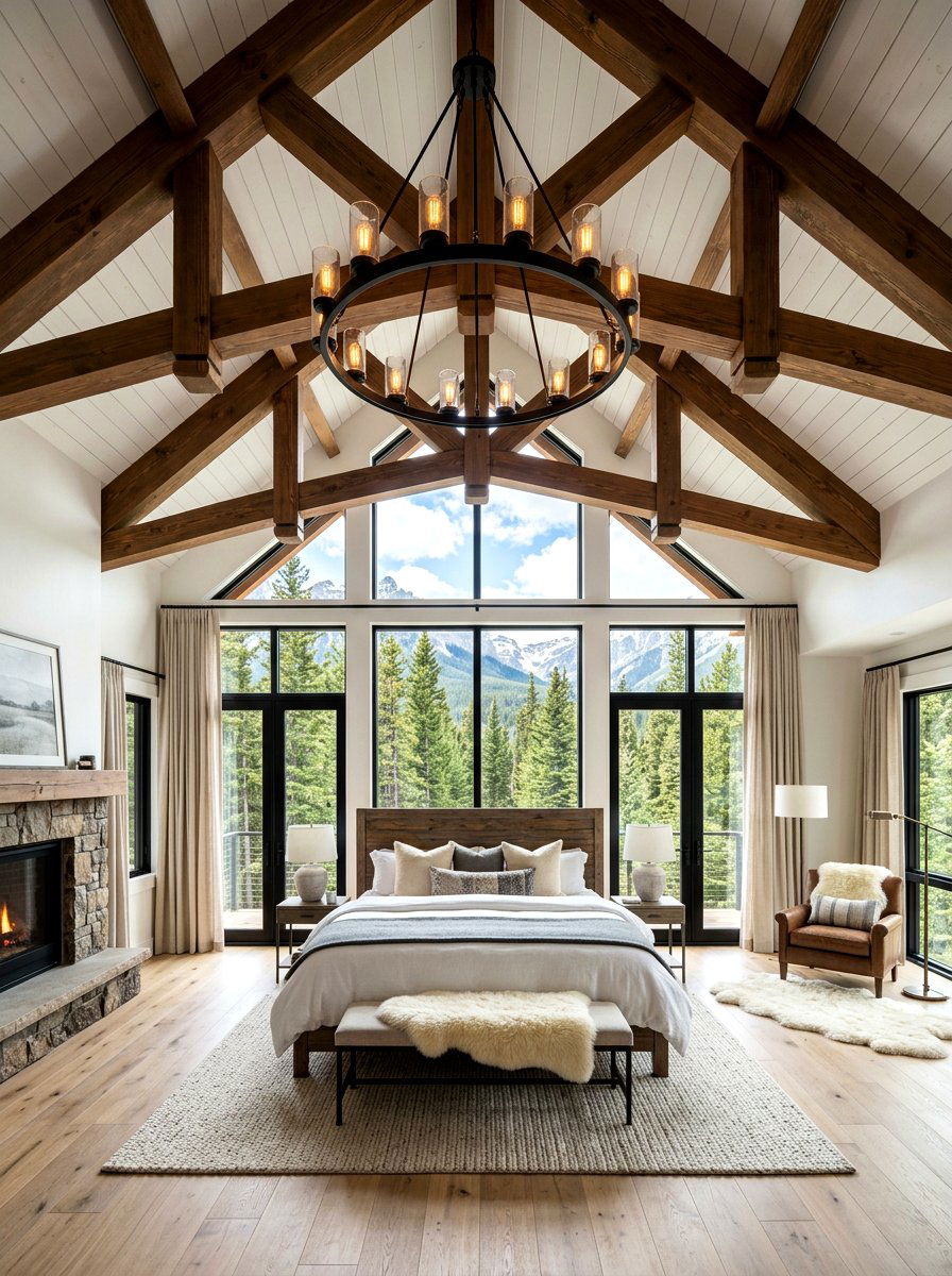 Vaulted Ceiling Mountain Bedroom - 30 mountain modern bedroom ideas