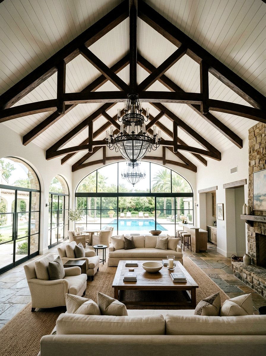 Vaulted Ceiling Pool House - 30 pool house decor ideas