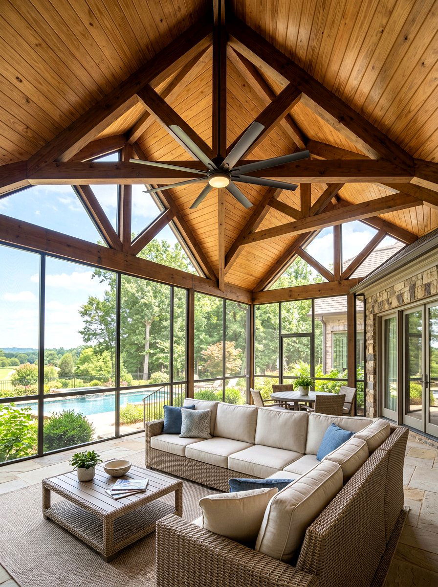 Vaulted Ceiling Screened Patio - 30 screened patio ideas