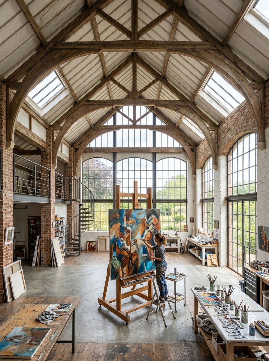 Vaulted Ceiling Studio - 30 painting studio ideas
