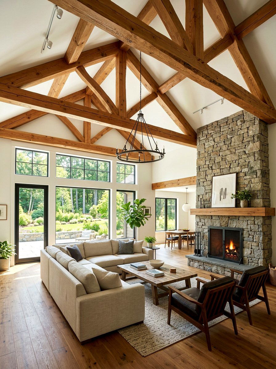 Vaulted Living Room Wood Beams - 30 rustic beam ceiling ideas