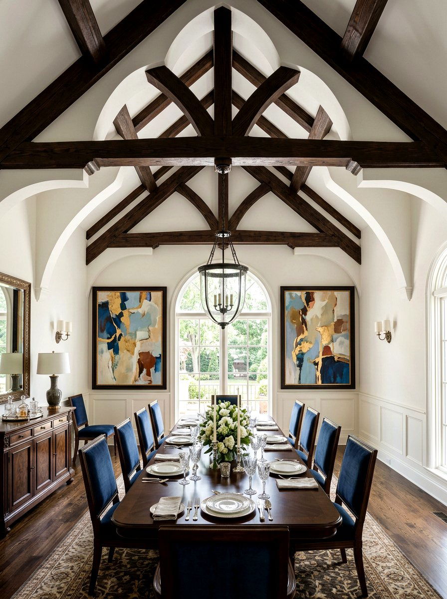 Vaulted ceiling dining room - 30 Mediterranean dining room ideas