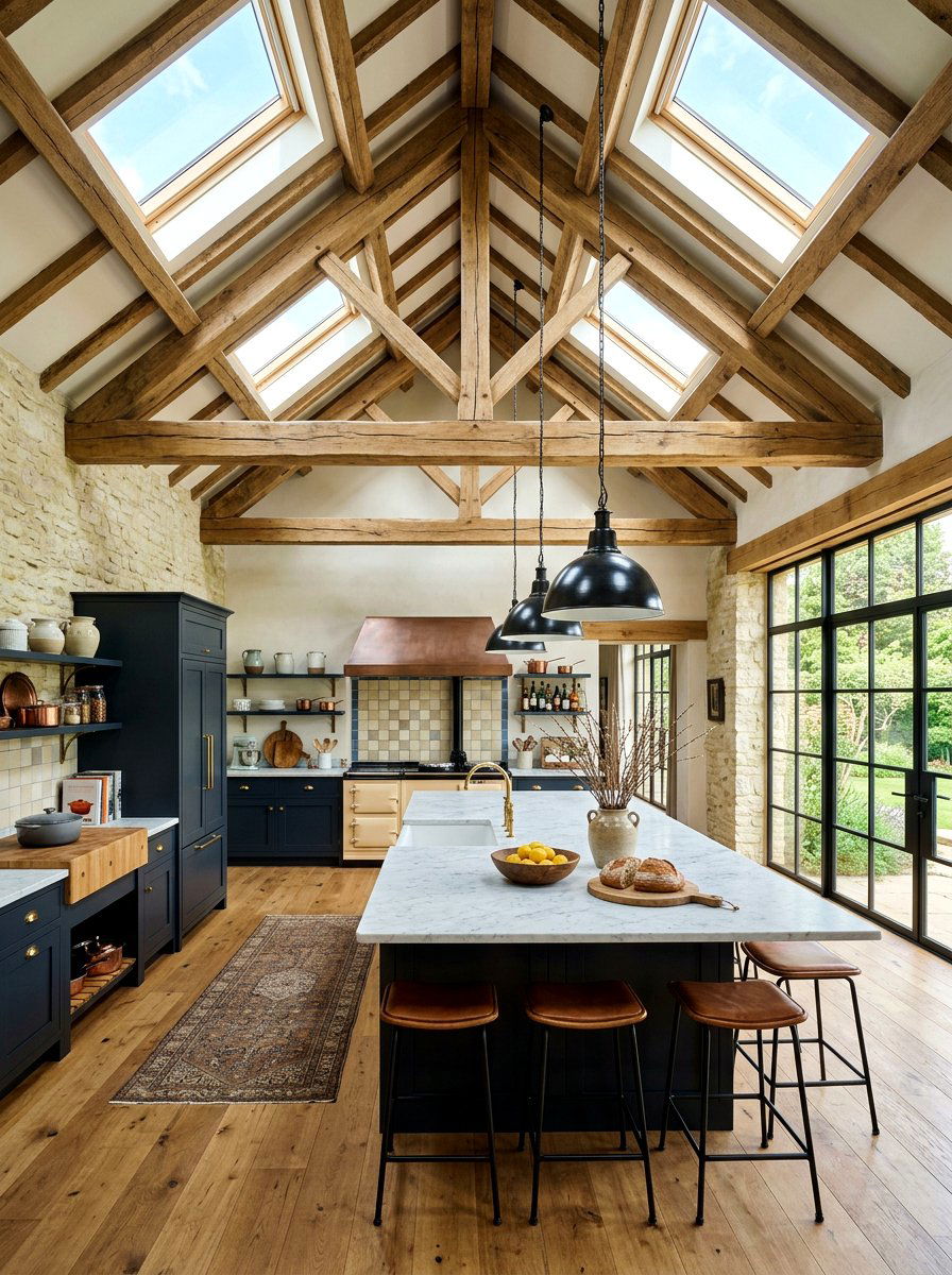 Vaulted ceiling kitchen - 30 rustic European kitchen ideas