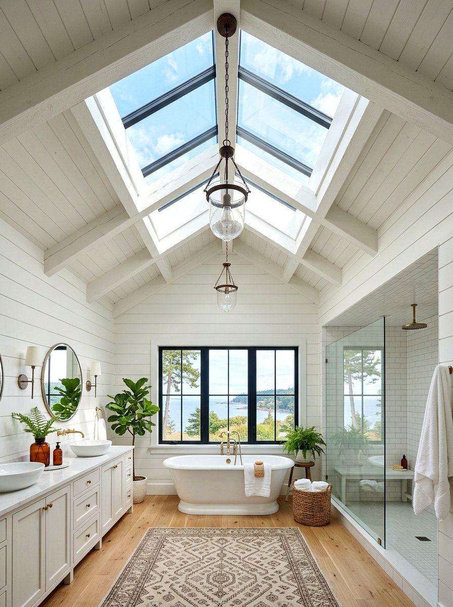 Vaulted ceiling skylight - 30 bathroom skylight ideas
